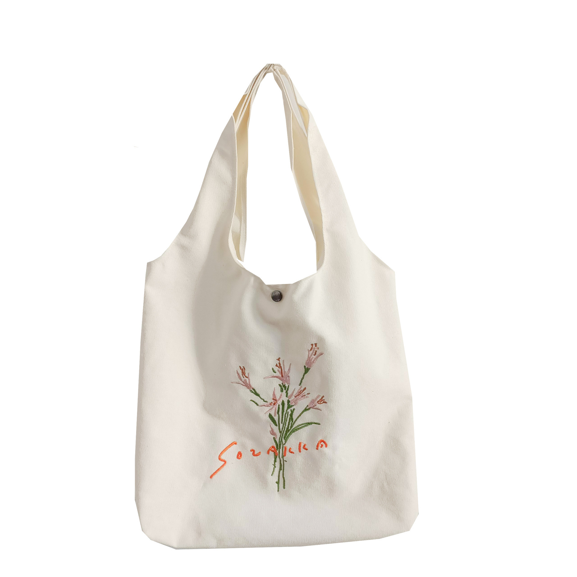 22275 New Spring and Summer embroidered canvas vest bag, simple forest style, artistic fairy, high appearance level hand-held canvas bag Item Picture