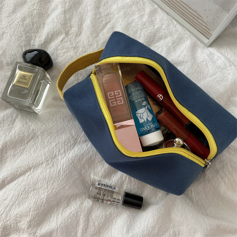 1971 Fresh and contrasting color makeup bag, large-capacity student pen case, clutch bag, canvas storage bag wholesale details Picture