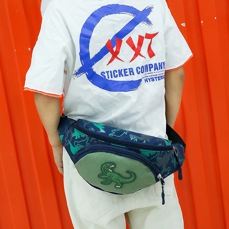 Children's waist bag 2021 New Cartoon dinosaur waist bag, fashionable and cute small shoulder bag, cool style, trendy children's bag Application Scenario