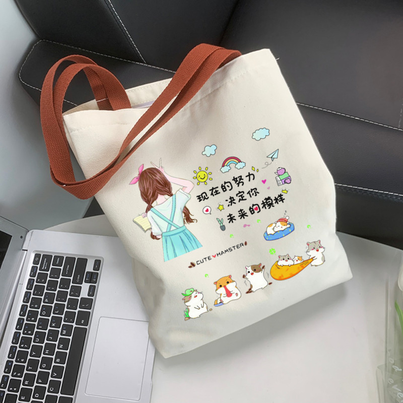 A new canvas bag for women, a single-shoulder bag for college students to attend classes, a versatile large-capacity bag for commuting, and a niche shoulder bag and handbag full figure