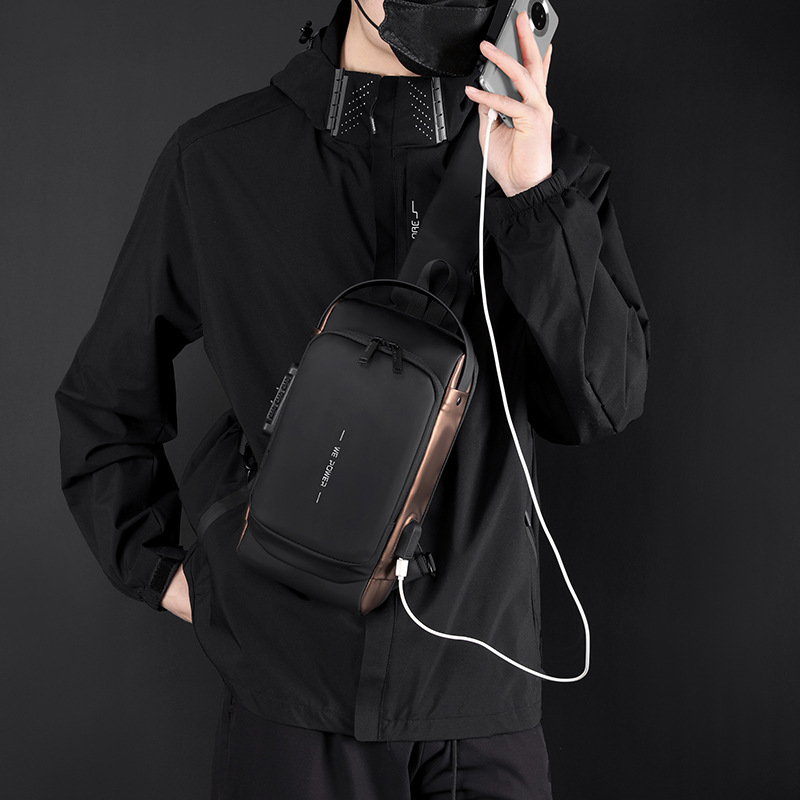 WEPOWER's new men's chest bag, anti-theft combination lock, motorcycle bag, cool cycling bag, crossbody bag and crossbody bag details Picture
