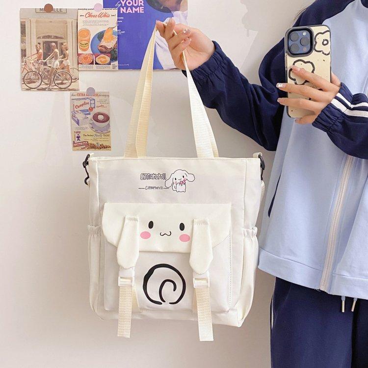 Foreign trade women's bag, large capacity bucket bag, 2024 new style nylon fabric cute cartoon dog shoulder bag, crossbody bag undefined