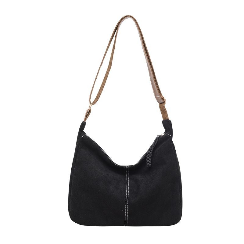Wholesale of new suede large-capacity tote bags, niche commuter single-shoulder bags, and fashionable solid-color hand-held crossbody women's bags Item Picture