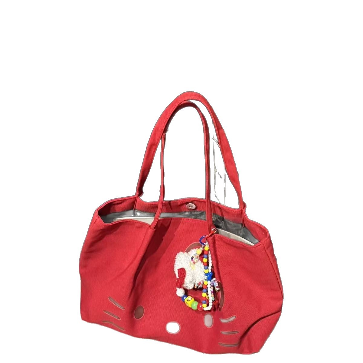 The new large-capacity tote bag from Korean kitty is a cute and portable student print commuter bag that is easy to carry on the shoulder Item Picture