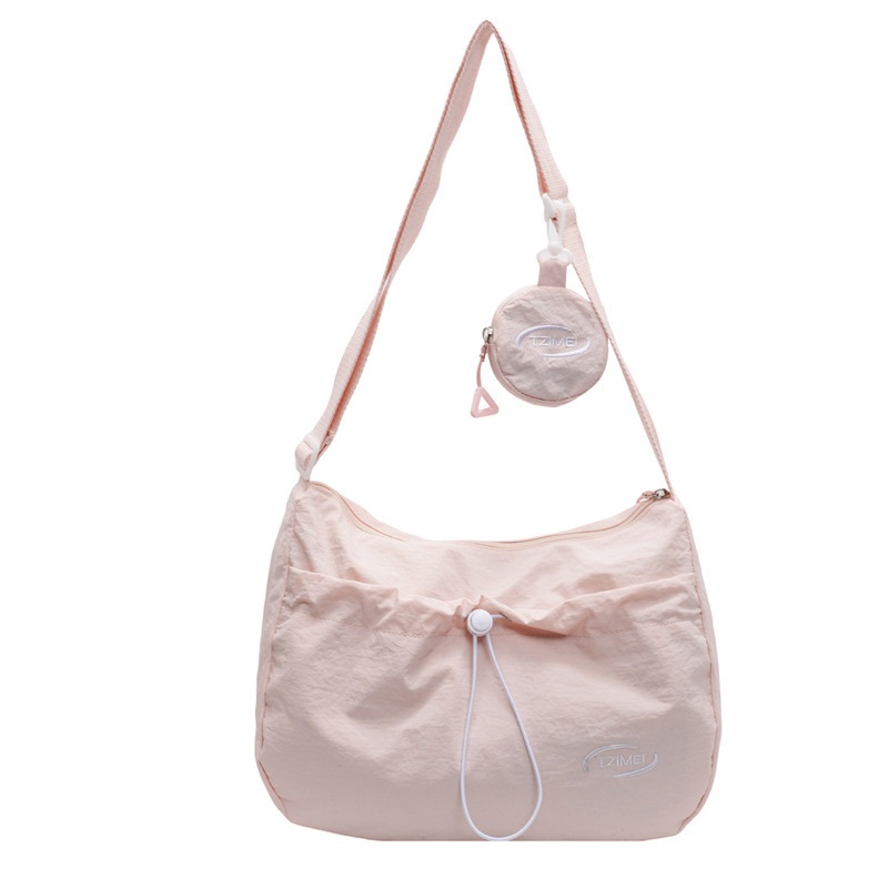 Large-capacity canvas bag for women, 2025 new summer niche single-shoulder crossbody bag, Korean-style pleated tote bag for class Item Picture