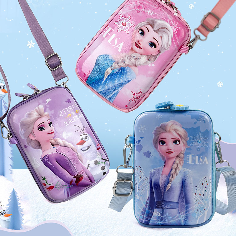 2021 New Children's bags: Trendy and stylish girls' crossbody bag, cute ice and snow princess single-shoulder bag, baby coin purse full figure