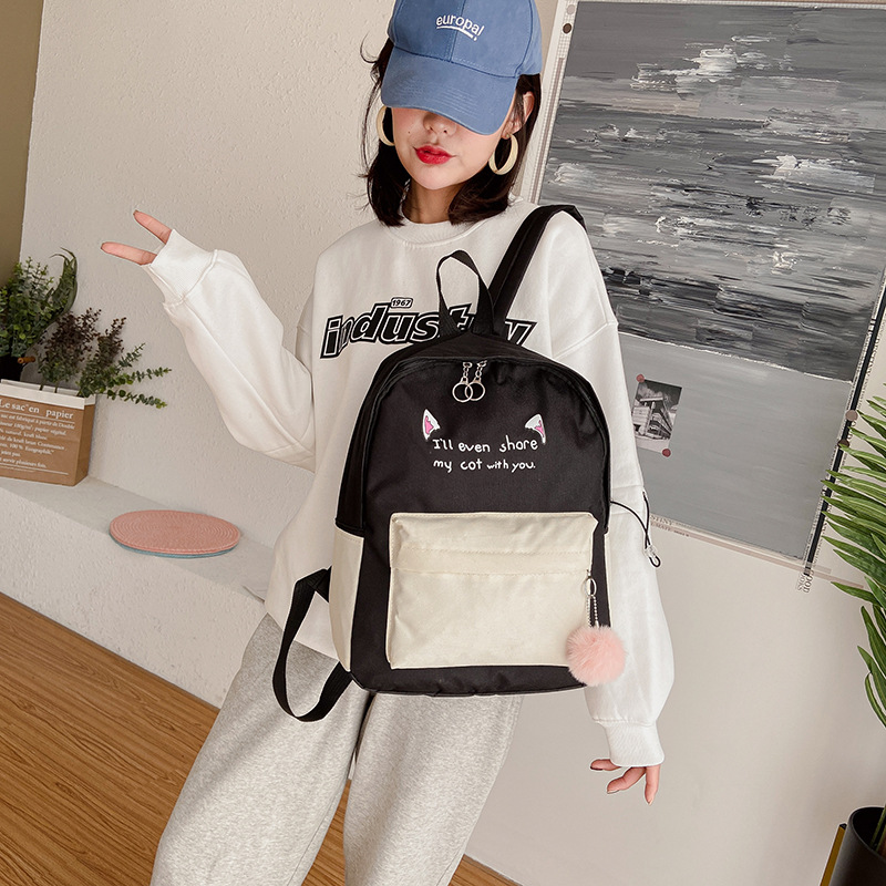 Wholesale of 2021 new four-piece backpacks from backpack manufacturers, Korean-style fresh and clean student bags for junior and senior high school students Application Scenario