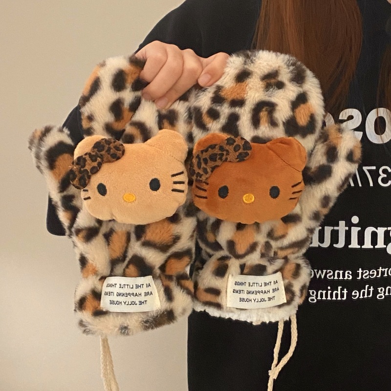 2024 New leopard-print cat neck scarf for women's winter student cycling, windproof, thickened and warm neck scarf for women details Picture