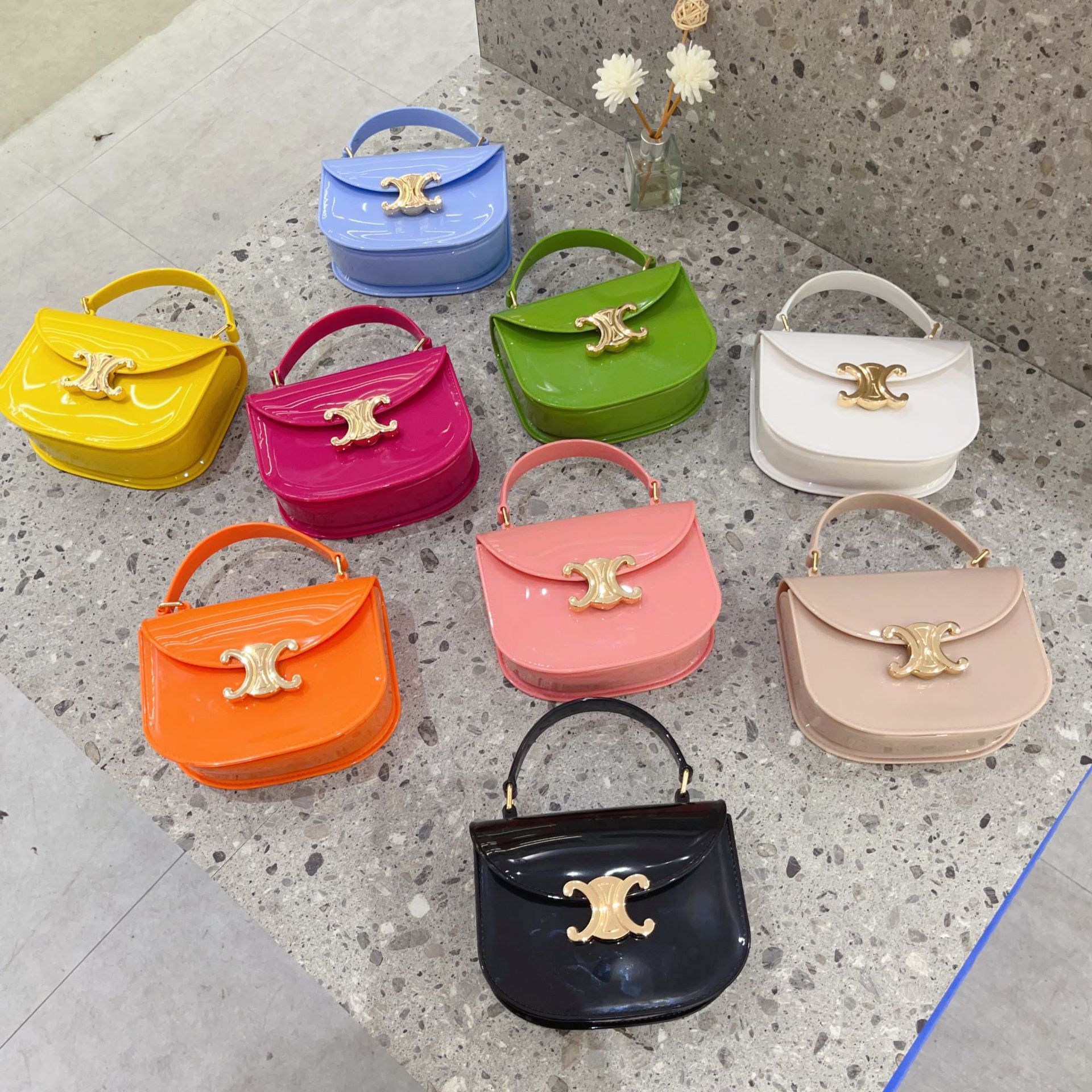 2025 Summer New style small round bag PVC plastic jelly handbag, single-shoulder crossbody chain women's fashionable small bag full figure