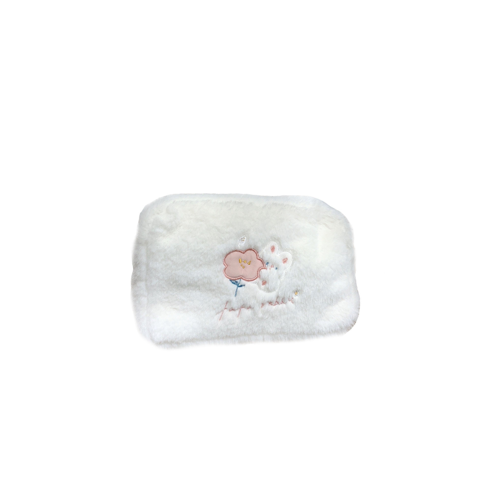 21154 Autumn and Winter plush makeup bag, flower rabbit, cute cartoon embroidered portable bag for women, soft little bag Item Picture
