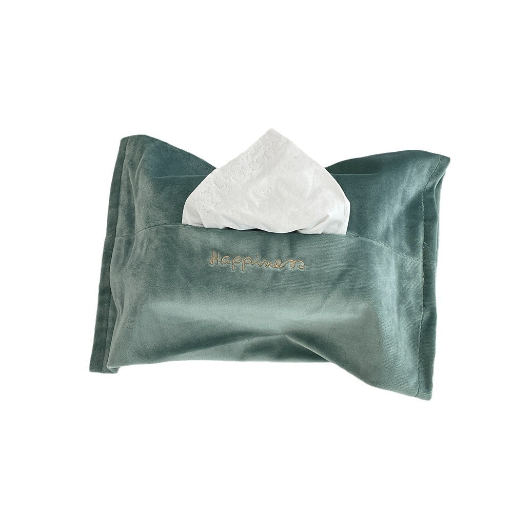 bj03121 Embroidered velvet Tissue bag, Nordic creative home living room tissue paper bag, bedroom bedside tissue box Item Picture