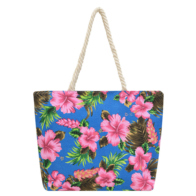 Wholesale of new cross-border tote bags, double-sided printed canvas bags, floral fabric single-shoulder bags, women's bags, ethnic style large-capacity bags Item Picture