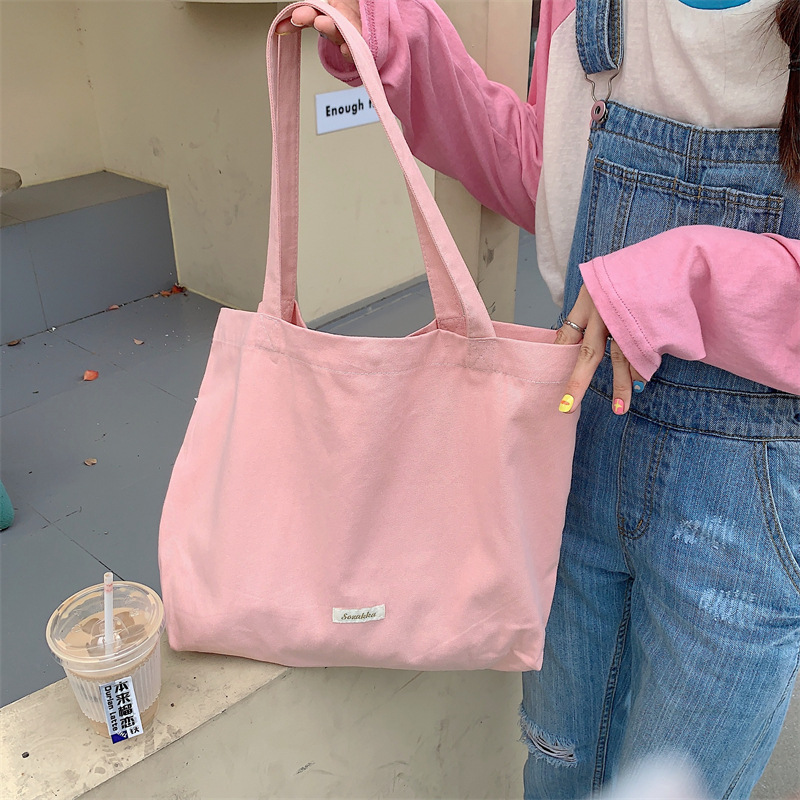 3742 New Tote bag, women's canvas bag, commuter bag, women's student shoulder bag, class bag, large capacity, solid color version Application Scenario