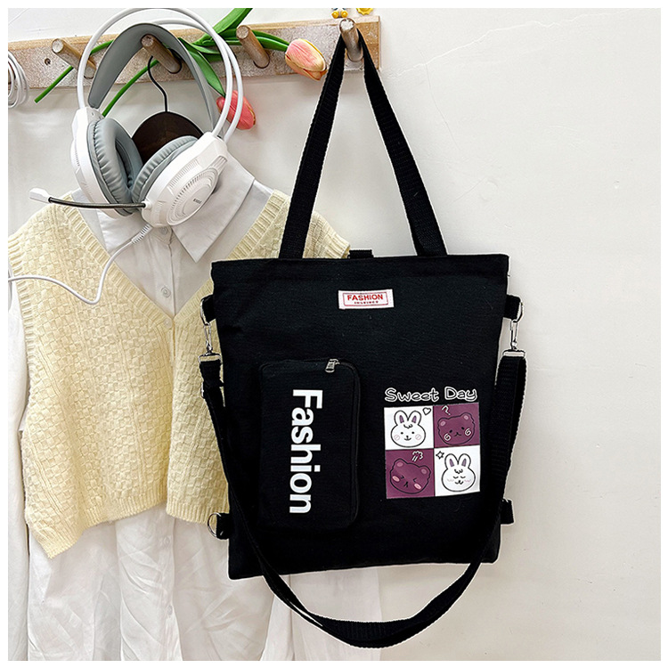 The 2024 new minimalist canvas single-shoulder bag, a versatile and fashionable crossbody backpack, is selling well as a student backpack Specification drawing