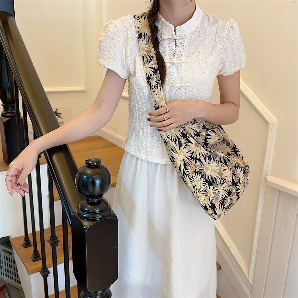 B4481 corduroy rugby single-shoulder crossbody bag for girls and students, large-capacity class bag for girls, canvas bag for girls details Picture