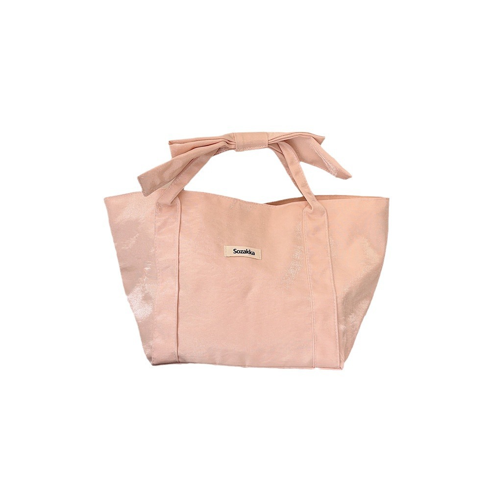 44111 Cream bow single-shoulder crossbody bag for Girls 2024, a gentle and girlish handbag and underarm bag Item Picture