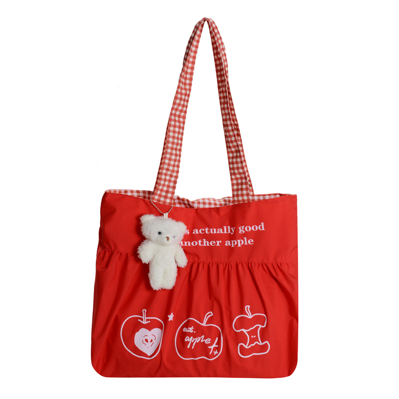 Cute and laid-back tote bag 2025 new style Korean Instagram versatile red apple bag Women's large-capacity single-shoulder bag Item Picture
