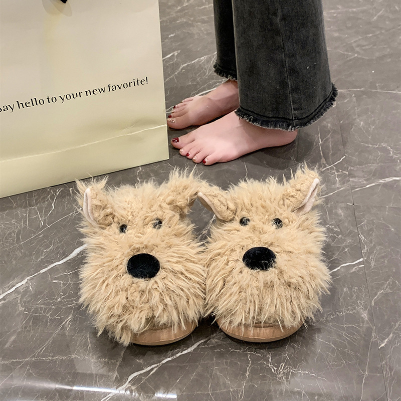 Cute cotton slippers for women's winter home indoor thick-soled slippers for women's winter home couple warm cotton slippers for autumn and winter export full figure