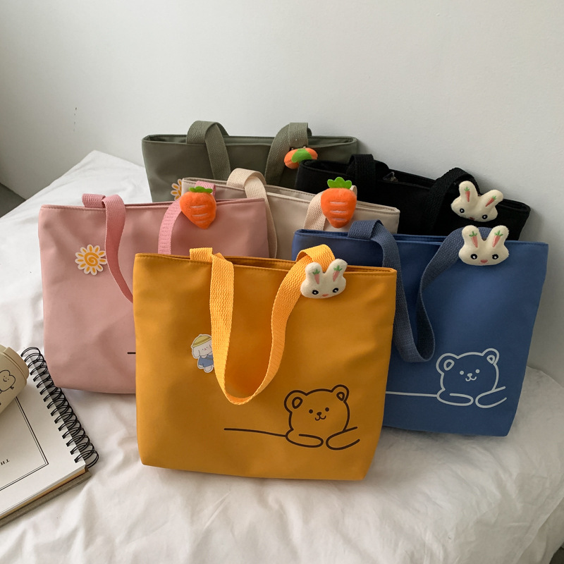 Japanese-style canvas bag, small handbag, casual and fashionable handbag, shoulder bag, light and convenient for going out, women's bag, small student shoulder bag full figure