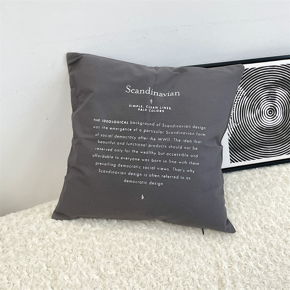 01315 French InS-style dark grey letter-printed pillowcase, home sofa pillow, living room decoration pillow Specification drawing