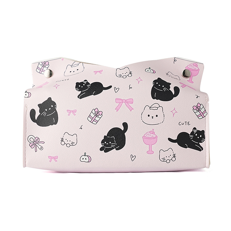 New cartoon cat tissue box, cotton and linen living room, home, car, bathroom napkin box, tissue box, tissue cover Item Picture