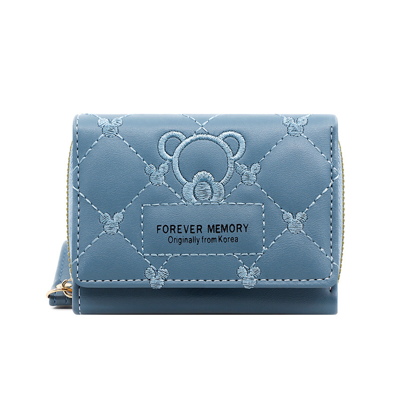 Cute embroidered short fashionable ladies' wallet, embroidered coin purse, women's 30% off bag, multi-slot large capacity bag Item Picture