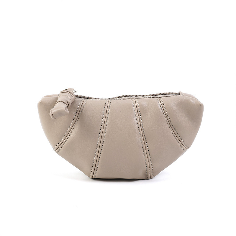 Korean style Instagram croissants with a unique texture, croissants, dumplings, large-capacity coin purses, simple for women, in solid color Item Picture