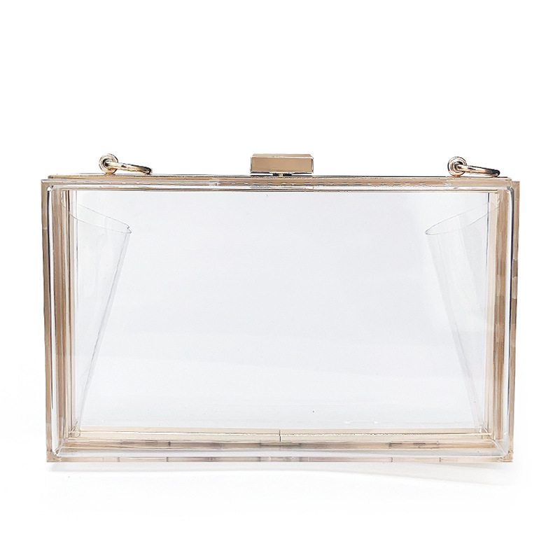 2025 Cross-border acrylic women's Bag, small square bag, summer candy-colored transparent box bag, evening bag, manufacturer chain bag Item Picture
