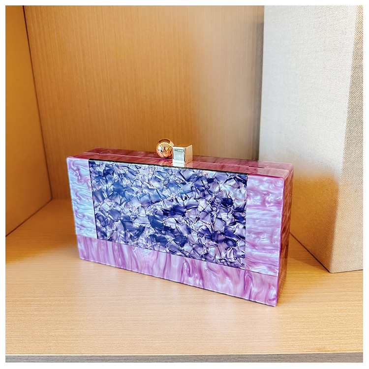 2025 Cross-border Direct Sales Dinner Bag: Retro European and American patchwork bag, trendy acrylic bag, single-shoulder crossbody chain bag Item Picture