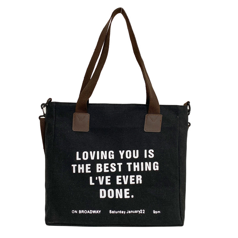 2022 Korean version niche new women's bag, large-capacity Harajuku ulzzang student class single-shoulder crossbody canvas bag Item Picture
