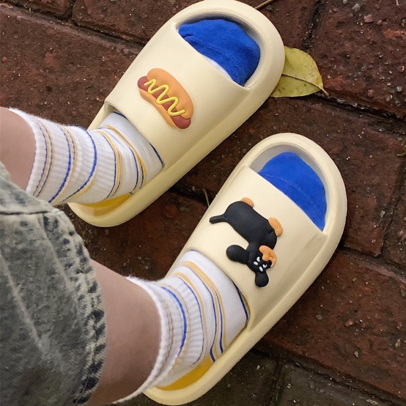 Cartoon couple slippers with a feeling of stepping on feces, women's home use, indoor and outdoor wear, anti-slip and smelly cool slippers for dormitories and bathrooms, men's wholesale 3 Specification drawing