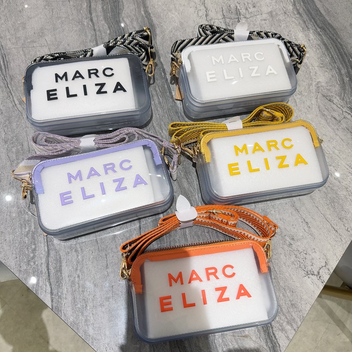 Cross-border transparent PVC crossbody bag with embroidered letters, single-shoulder small square bag, travel portable cosmetics and toiletries storage bag details Picture