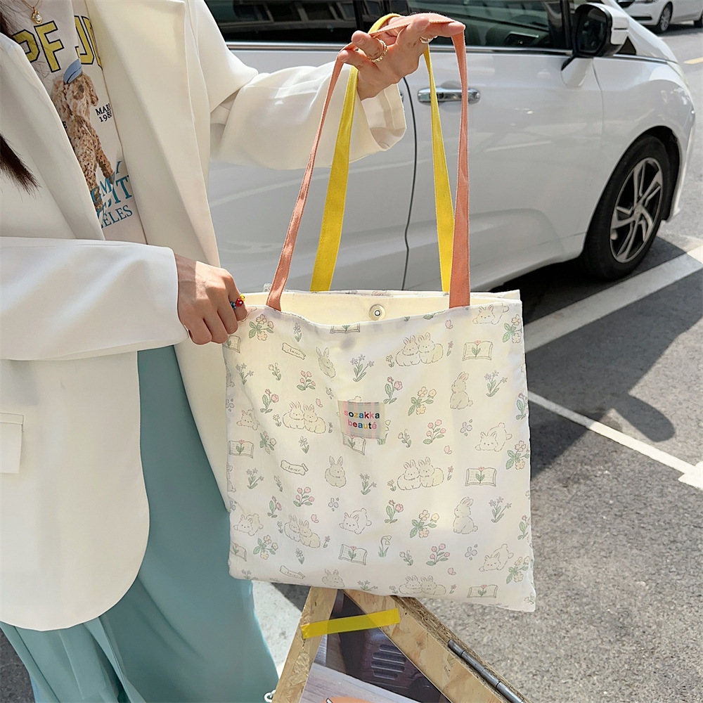 4431 Canvas bag, women's single-shoulder bag, large-capacity handbag, student bookbag, double-layer new tote bag full figure