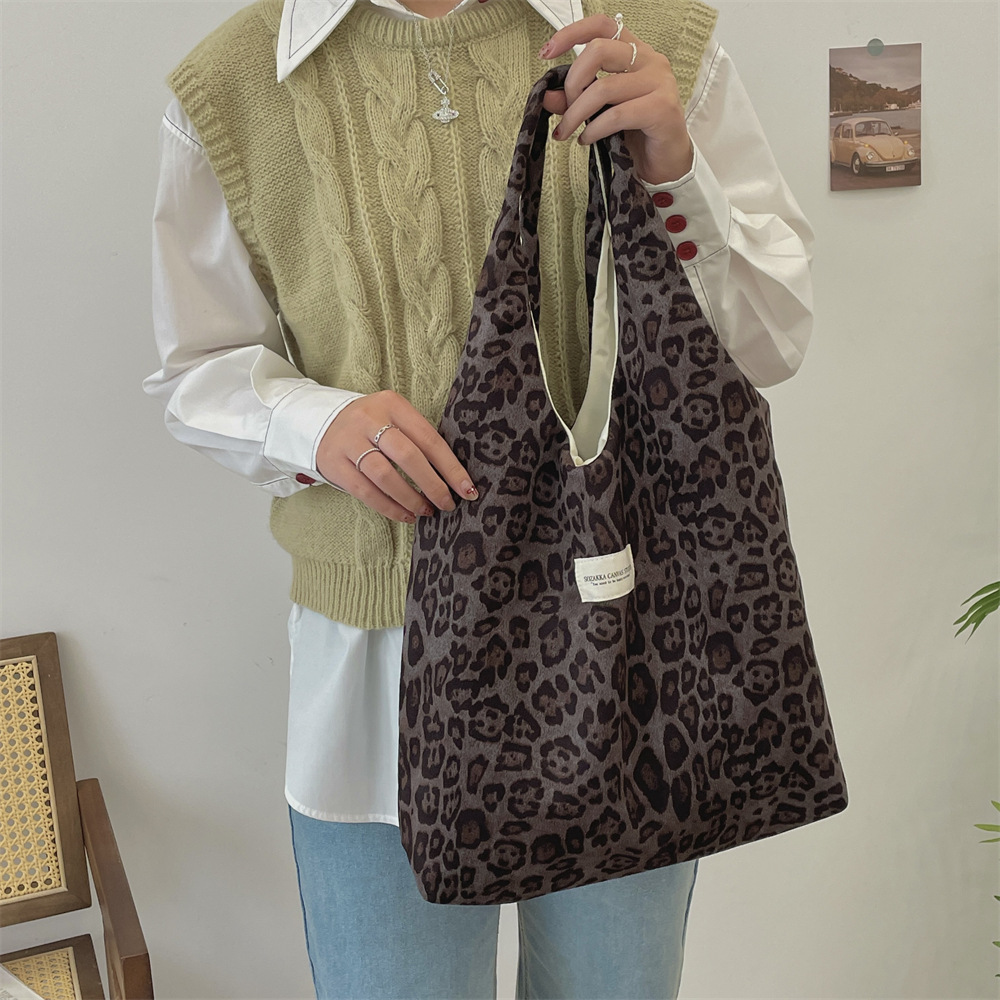 410272 Super Popular Leopard Print large-capacity Suede velvet Bag for Women 2024 New Tote Bag Lightweight vest bag Specification drawing