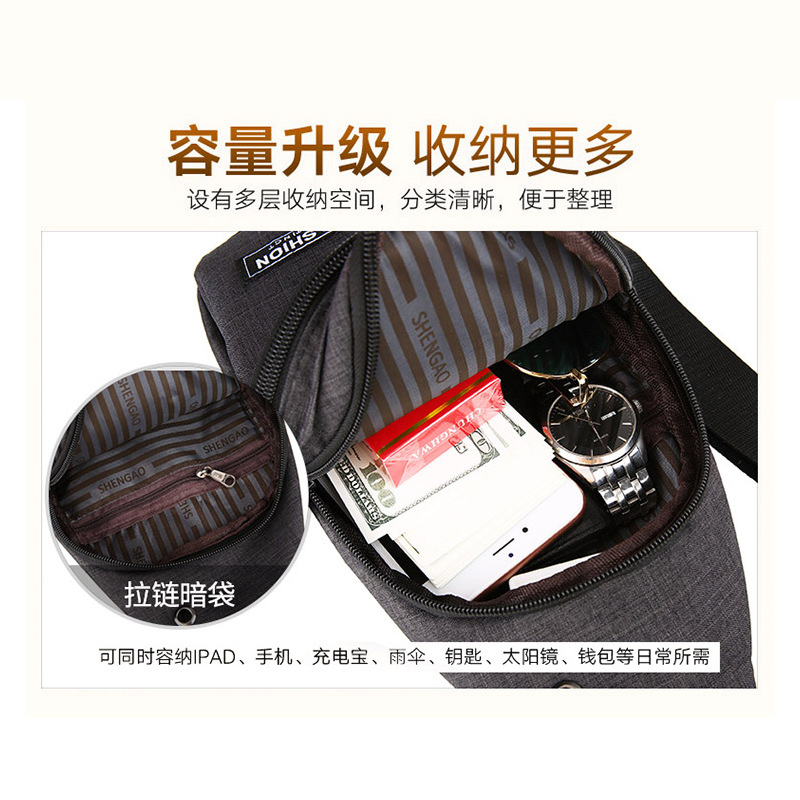 【 Live Broadcast 】 Men's business casual bag, hiking and outdoor bag, crossbody single-shoulder small backpack, cycling chest bag Specification drawing