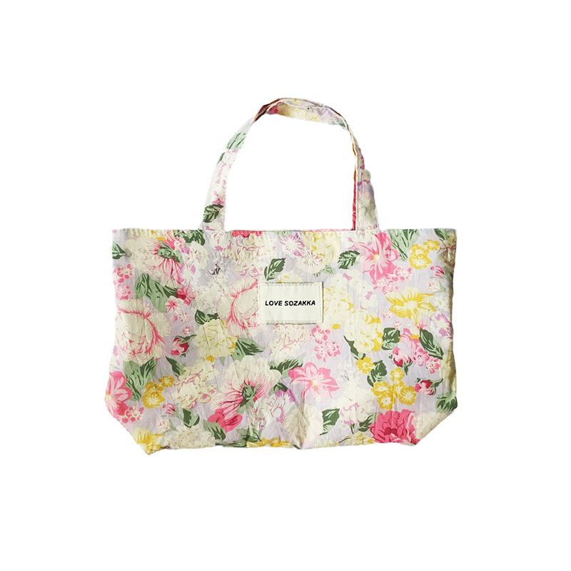 3692 Fresh and delicate floral hand-held bento bag, cute hand-held cotton bag, lunch box, lunch bag, Mommy Bag for girls Item Picture