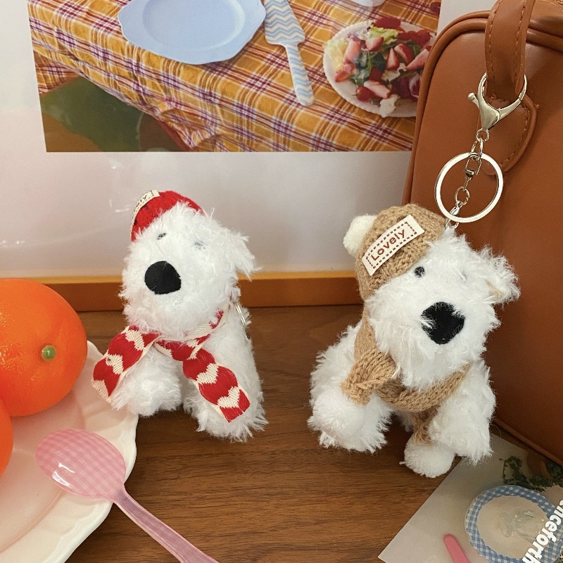 Christmas Edition ~ West Highland Pendant 2024 New Cute plush Toy Dog Keychain Figurine Schoolbag Pendant Specification drawing