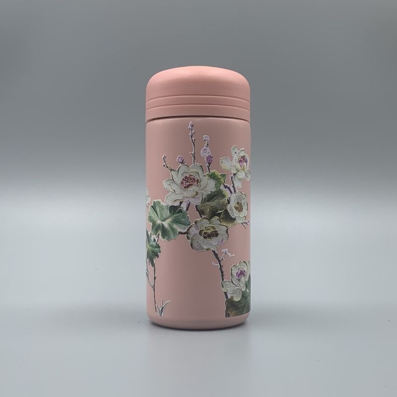 大容量磨砂中国风国潮保温杯不锈钢牡丹