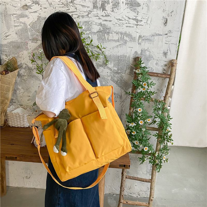 Waterproof bag, large-capacity canvas bag, female crossbody, Korean-style student Harajuku, Japanese-style single-shoulder large bag, schoolbag, school style Specification drawing