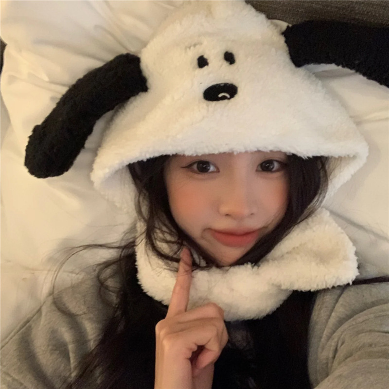 Korean Instagram-style cute puppy ear-protecting hat, Lei Feng hat, versatile warm woolen hat for students in autumn and winter Item Picture