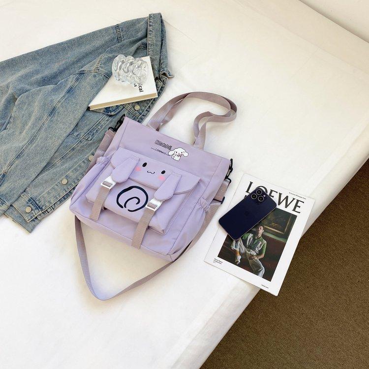 Foreign trade women's bag, large capacity bucket bag, 2024 new style nylon fabric cute cartoon dog shoulder bag, crossbody bag undefined
