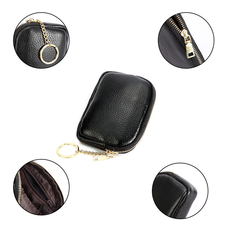 pu hand-held zipper mini wallet for women, first-layer pu simple storage, keychain, coin mini coin wallet wholesale Item Picture