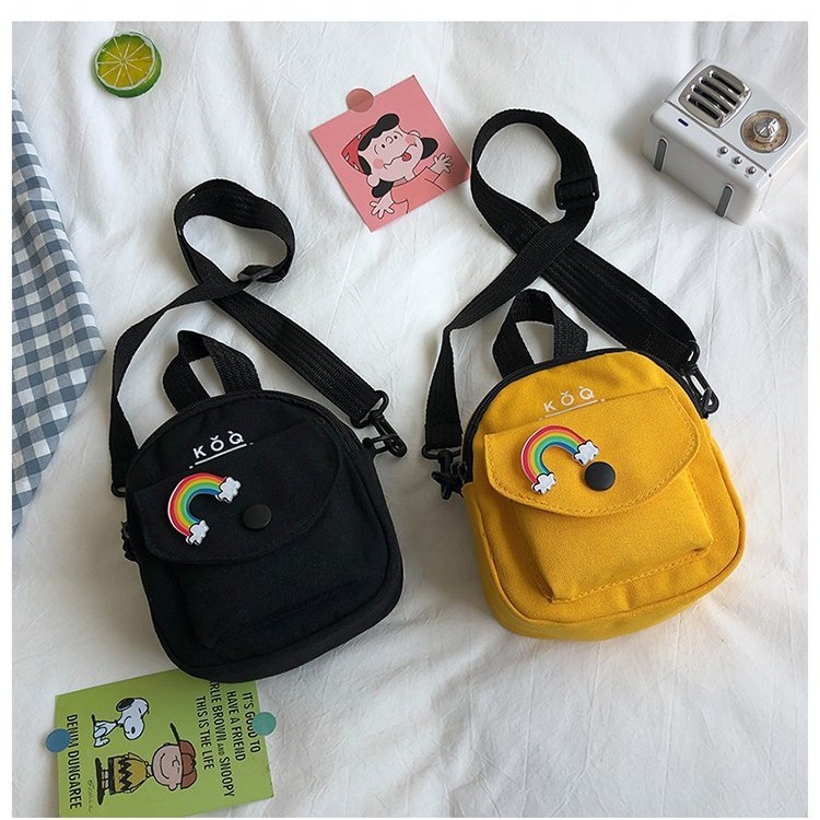 Cute and simple small bag, 2024 new trendy and versatile canvas crossbody bag, Korean-style casual single-shoulder small square bag for women details Picture