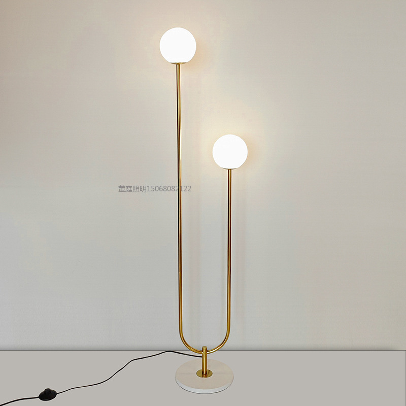 Creative floor lamp, minimalist Nordic-style living room and bedroom, American-style atmosphere, designer's double-head indoor decorative lamp beside the sofa Specification image