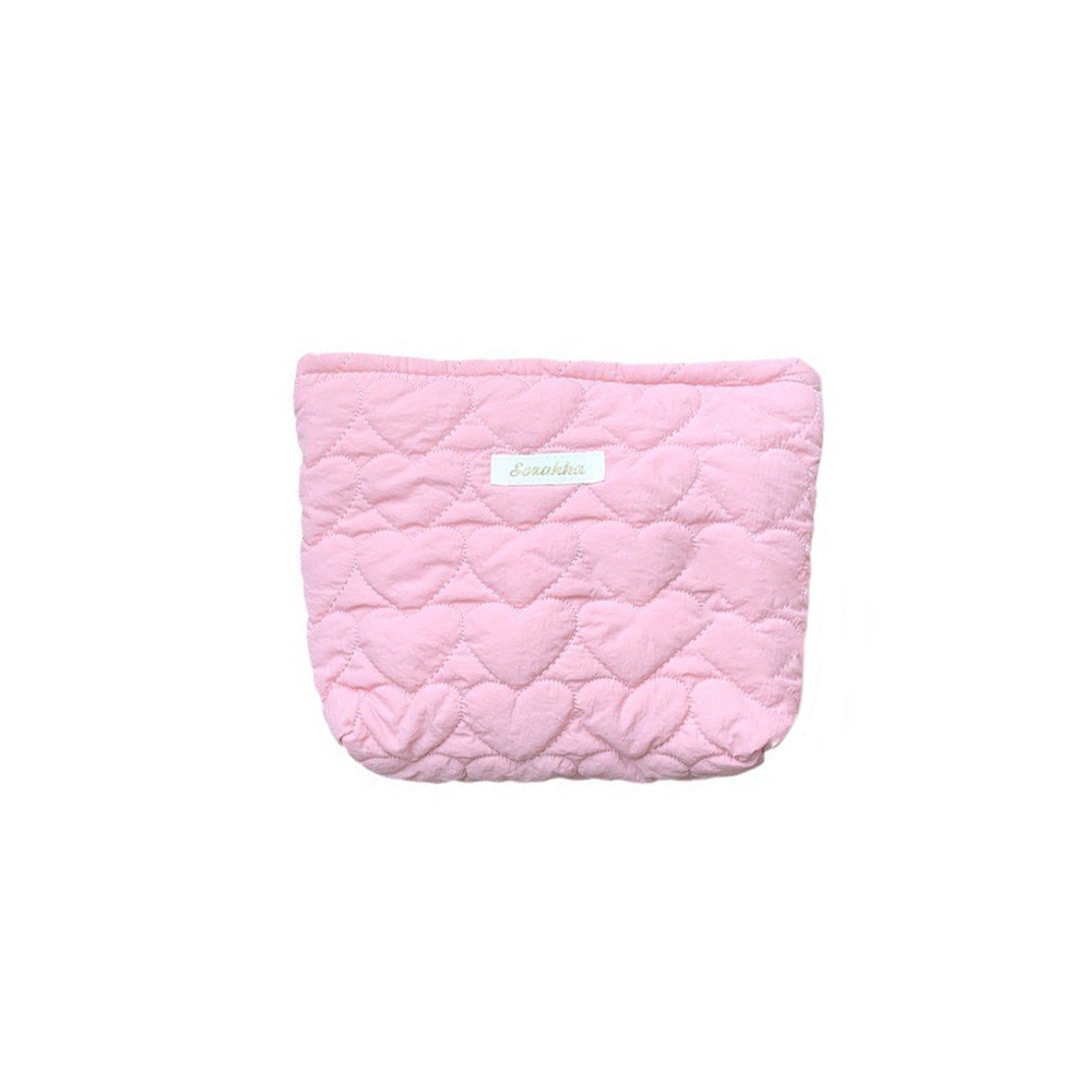37291 ins Japanese and Korean quilted heart-shaped clutch inner bag, new large-capacity makeup bag, lipstick storage bag Item Picture