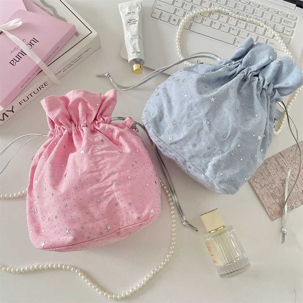 54183 ins Korean style fashionable and fresh single-shoulder bag, new canvas tote bag, versatile, drawstring drawstring, crossbody full figure