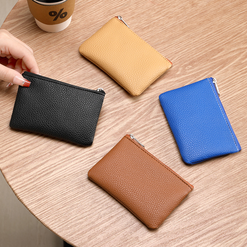 The new pu mini coin purse, short and thin pu zipper coin case, is a cross-border bestseller full figure