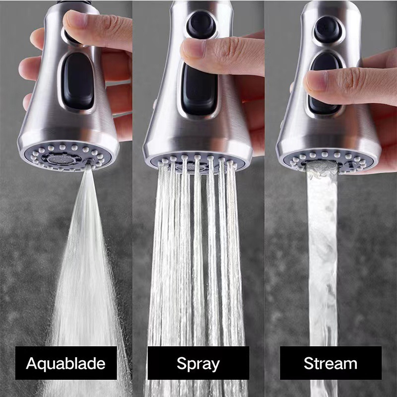 Cross-border kitchen sink, pull-out faucet, pull-out kitchen shower head, three-function blade water pull-out shower head Specification drawing