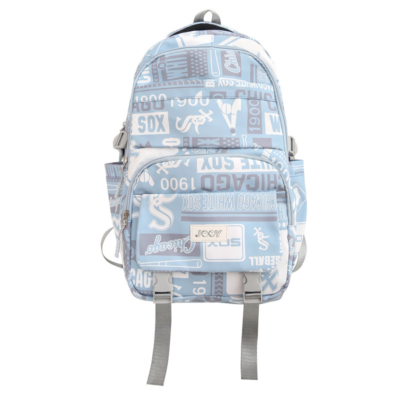 Large-capacity junior high school student schoolbag, travel backpack, niche printed new style, high school and college students go on trips Item Picture