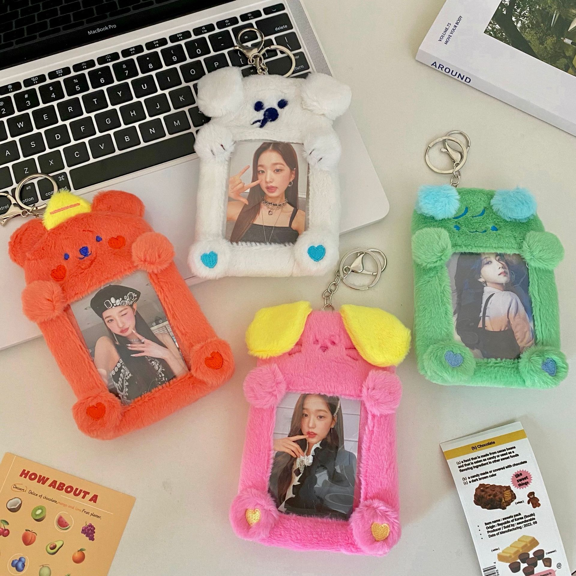 New dopamine-colored Korean version campus meal card and bus card protective case, idol album small card display pendant for girls full figure